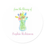 "From the library of" floral bookplate sticker