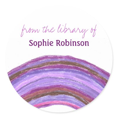"From the Library Of" rainbow bookplate sticker by KarateKatGraphics