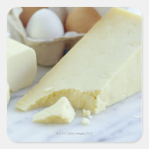 Fromages et oeufs. Les oeufs sont riches en protéi Autocollant