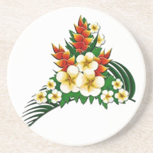 Frondes stylisées de gingembre et de Plumeria Dessous De Verre