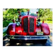 Front of Old Fire Engine Post Card