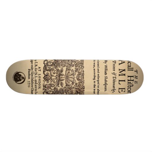 Front Piece to the Hamlet Quarto (1605 version) Custom Skateboard