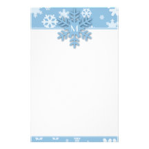 Frontière bleue de flocon de neige avec le flocon  papier à lettre personnalisé