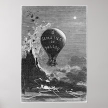Frontispiece to 'Five Weeks in a Balloon' Poster