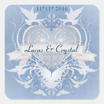 Frosted Fairy Tale Blue Save The Date Sticker
