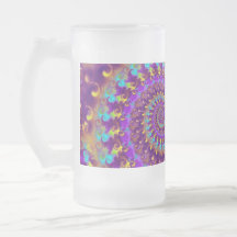Frosted Glass - Crazy Fractal Purple terquoise yel Mugs