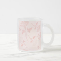 Frosted Glass Mugs - Pink Butterflies & Blossoms
