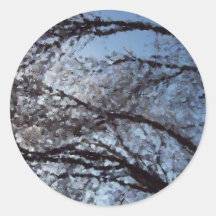 Frosted Trees in Sunlight (in Marker) Round Stickers