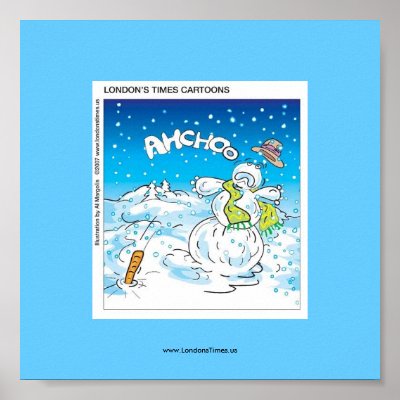 Frosty Fights The Flu Funny Christmas Poster by beardiethor123