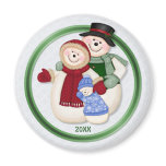 Frosty Snowman Family - Blue Fridge Magnet