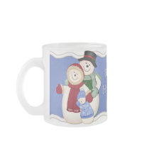 Frosty Snowman Family - Blue Coffee Mugs