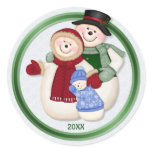 Frosty Snowman Family - Blue Round Stickers