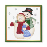 Frosty Snowman Family - Pink Refrigerator Magnet