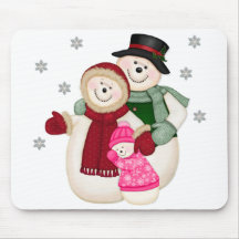 Frosty Snowman Family - Pink Mousepads