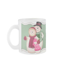 Frosty Snowman Family - Pink Mug