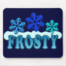 Frosty Text Snow Flakes Design Mouse Pad