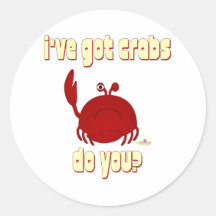 Frowning Red Crab I've Got Crabs Do You Round Sticker