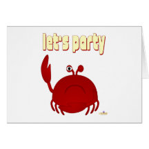 Frowning Red Crab Let's Party Greeting Cards