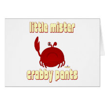 Frowning Red Crab Little Mister   Pants Greeting Card