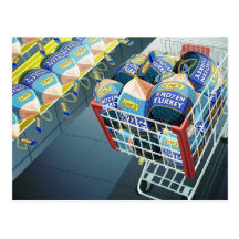 Frozen Turkey in Shopping Cart Postcard