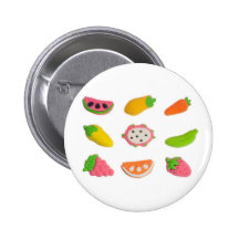 Fruit and vegetable shaped gummy candy pinback buttons