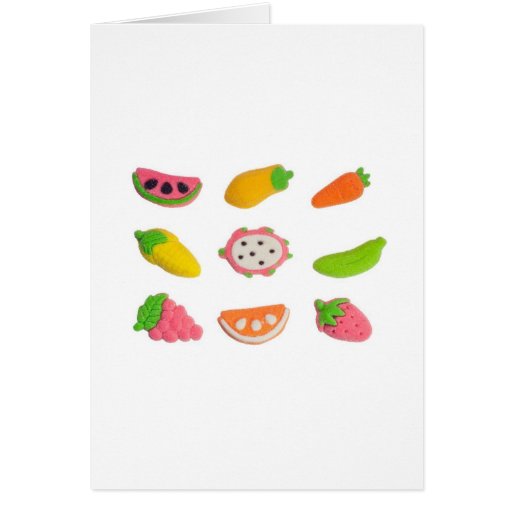 Fruit and vegetable shaped gummy candy greeting card