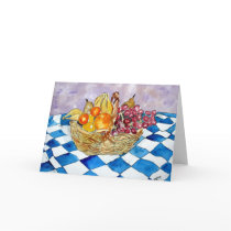 fruit basket still life banana grape greeting card