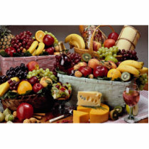 Fruit baskets, mixed fruit and cheeses cut outs