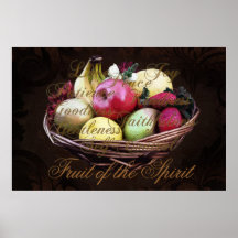 Fruit of the Spirit, Painted Brown Basket Posters