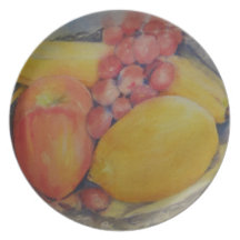 Fruit on Silver Tray Dinner Plates