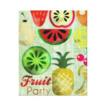 Fruit Party Kitchen wall Art Stretched Canvas Print