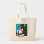 Fruit Picker With Basket Retro Woodcut Canvas Bags