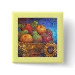Fruits and Sunflower Painting Art - Multi Pinback Buttons