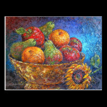 Fruits and Sunflower Painting Art - Multi postcards