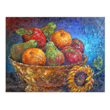 Fruits and Sunflower Painting Art - Multi Postcards
