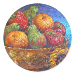 Fruits and Sunflower Painting Art - Multi Round Sticker