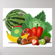 Fruits et légumes petits affiche