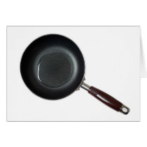 Frying pan with cooking oil greeting card