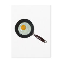 Frying pan with sunny side up egg postcards