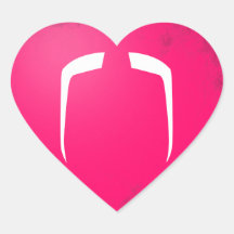 Fu Manchu Moustache Heart Stickers