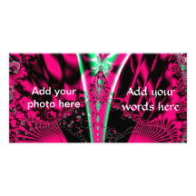 Fuchsia Alien Mardi Gras Mask Fractal Photo Card