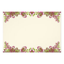 Fuchsia and Lime Paisley Wedding Invitation