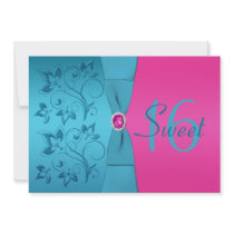Fuchsia and Turquoise Sweet Sixteen Invitation