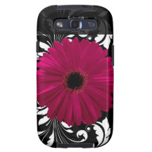 Fuchsia Gerbera Daisy with Black and White Swirl Galaxy SIII Cover