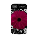 Fuchsia Gerbera Daisy with Black and White Swirl casemate cases