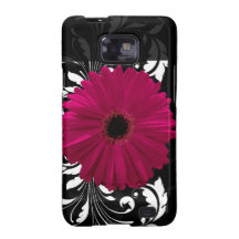 Fuchsia Gerbera Daisy with Black and White Swirl Samsung Galaxy S Case