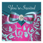 Fuchsia Hot Pink Teal Blue All Occasion Party Custom Invitation