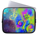 Fuchsia LUNATIQUE de jaune de vert de FLEURS, bleu Trousse Pour Ordinateur Portable