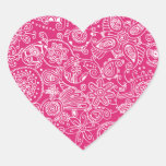 Fuchsia Paisley Heart Sticker