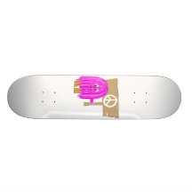 Fuchsia peace white skateboard